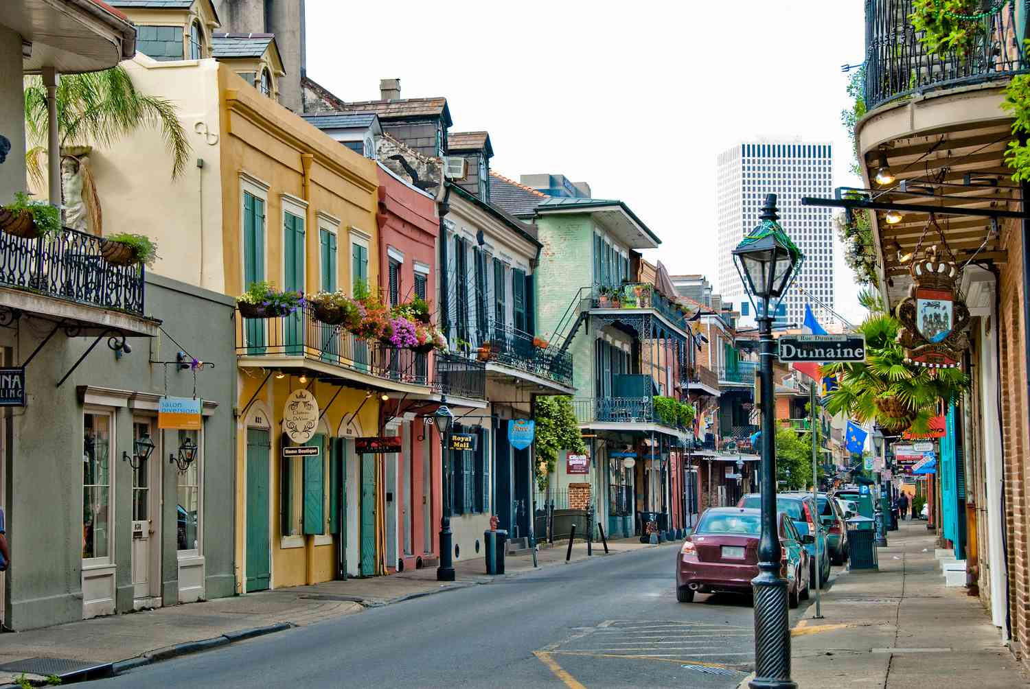 The French Quarter in New Orleans during Mardi Gras season